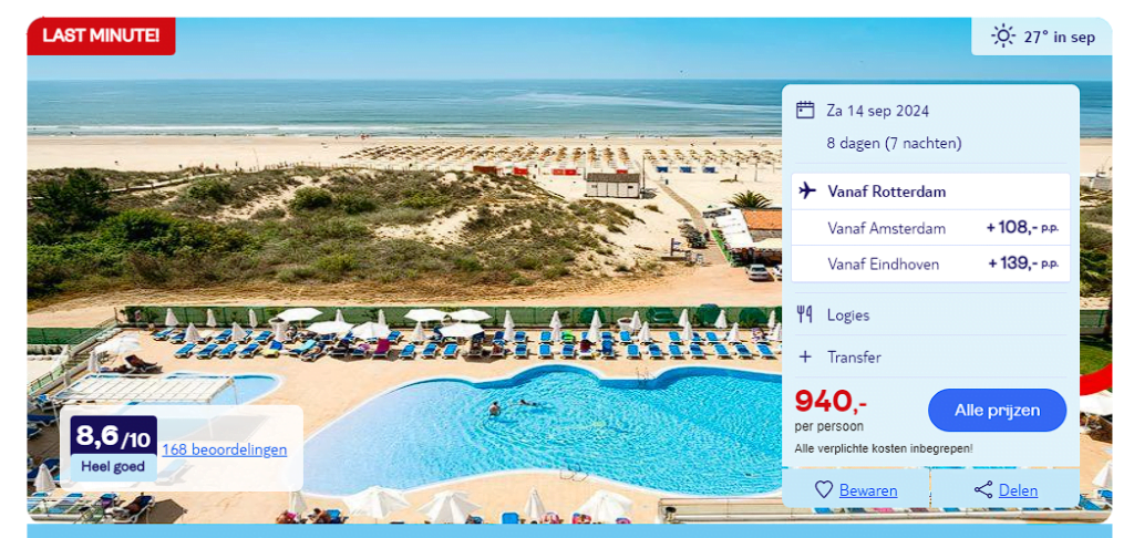 TUI Dunamar in Monte Gordo Algarve prijzen